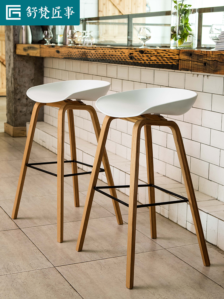Shu Fan craftsman Nordic bar chair Creative bar chair Modern simple front desk chair High stool bar stool Household
