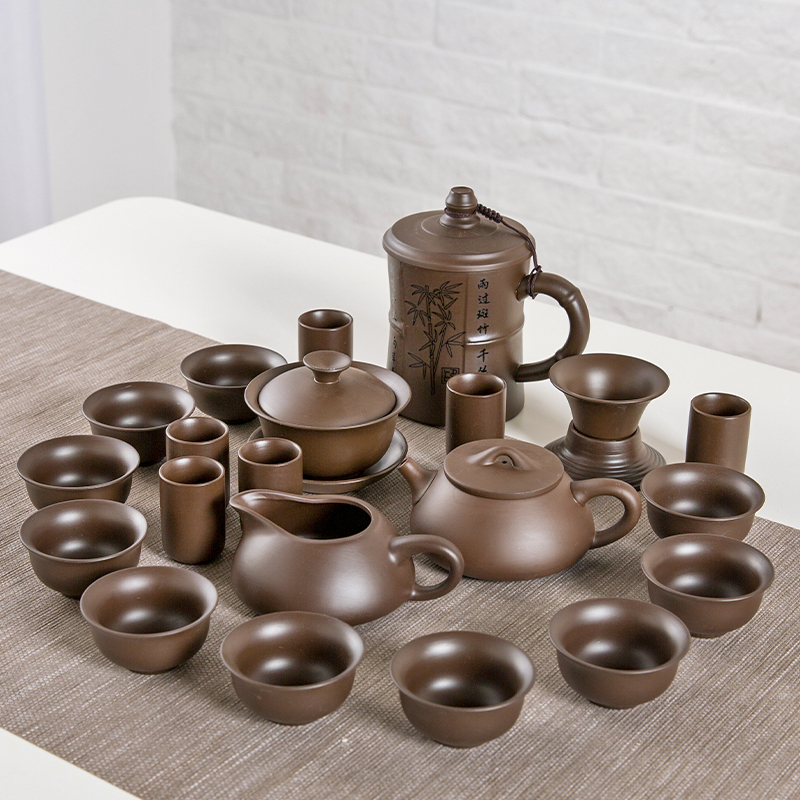 Jingdezhen Ceramic Tea Set Household Office guest Purple Kung Fu Tea Cup Small Tea Pot High-end Gift Box