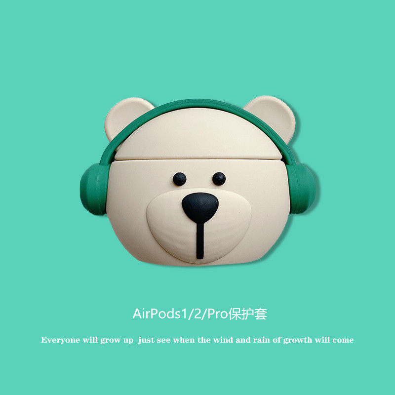 Tide card minimalist musical bear suitable for airpods protective sleeves airpodspro headphone sleeve Apple wireless Bluetooth headphone protective sheath ipods shell airpods2 silicone gel