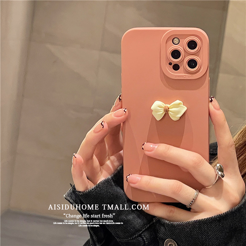 Japan-ROK stereo butterfly knot applicable iPhone13 12promax Apple 11 mobile phone protection shell xs xr new xsmax network red 7p full package 8plus anti-fall