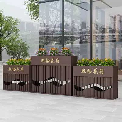 Iron outdoor combination flower box municipal partition rectangular flower bed square stainless steel outer swing custom creative flower trough