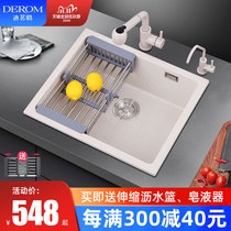 Quartz Stone Sink Single Groove Embedded Table single trough washing vegetable basin kitchen Domestic dishwashing pool granite under-stage basin