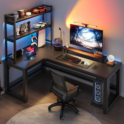 Corner gaming table double computer table desktop home desk bookshelf integrated bedroom table game table office desk