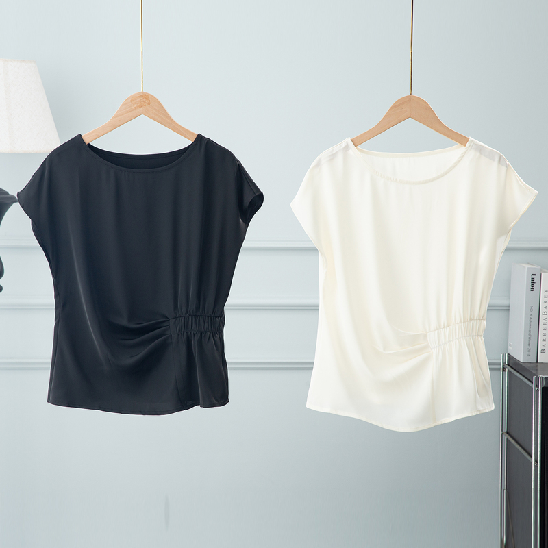 Black Acetate Satin Sleeveless Shirt Vest for Women 2026 Summer New Style Lightweight Drapey Top with Cinched Waist Short Blouse Black Acetate Satin Sleeveless Shirt Vest for Women 2026 Summer New Style Lightweight Drapey Top with Cinched Waist Short Blouse