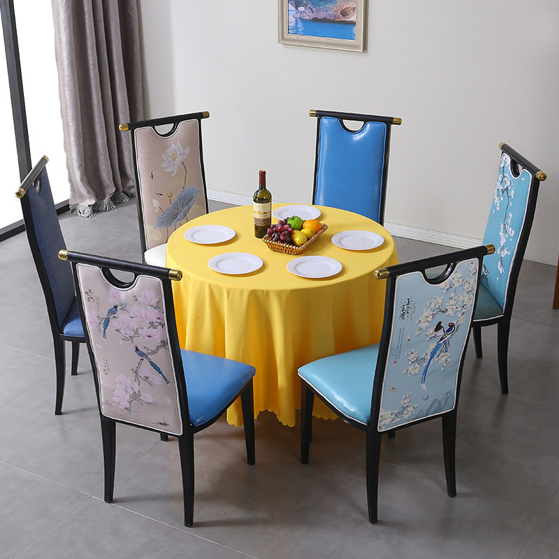 New Chinese hotel chair theme box creative restaurant modern light luxury hot pot restaurant wrought iron hotel back dining chair