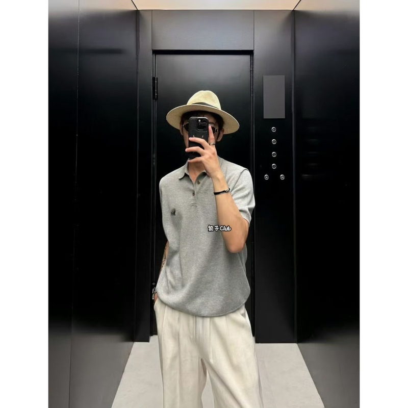 【May Day Limited Edition】Self-Designed Pony Knit Short-Sleeve Embroidered Sweater, Old Money Elegance, High-End and Refreshing
