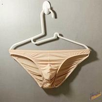 2024 new mens underwear thin low-waisted ice silk briefs mens semi-transparent solid color one-piece pants trendy