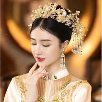 Brides golden Xiuhe phoenix crown headdress 2024 new wedding Chinese Xiuhe suit wedding high-end atmospheric hair accessories