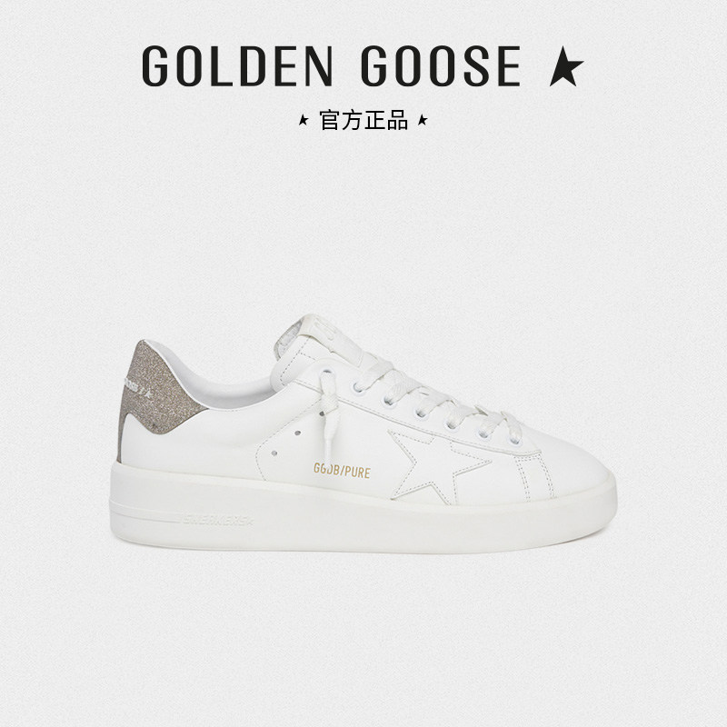 Golden Goose women's shoes Purestar platform white shoes silver tail star casual lace-up sneakers