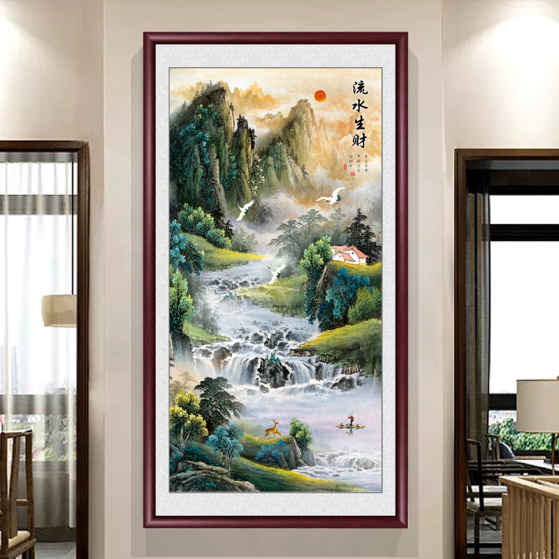 Xu Day Dongsheng National painting landscape painting Living room hanging painting Xuanguan Decorative Painting Chinese corridor Flowing Water Raw Wealth Fresco