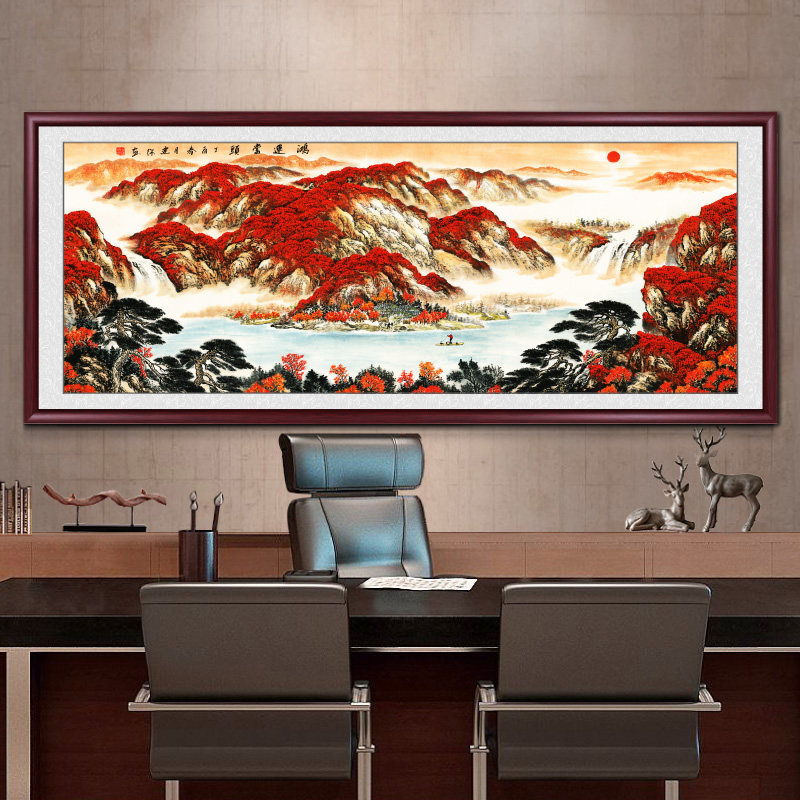 Hongyun Guo painting landscape landscape hanging painting office decorated drawing room sofa background wall against mountain diagram murals