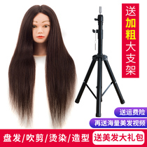 Hair head mold doll head Full real hair barber shop apprentice can be hot rolled model head plate hair braided hair cut hair dummy head