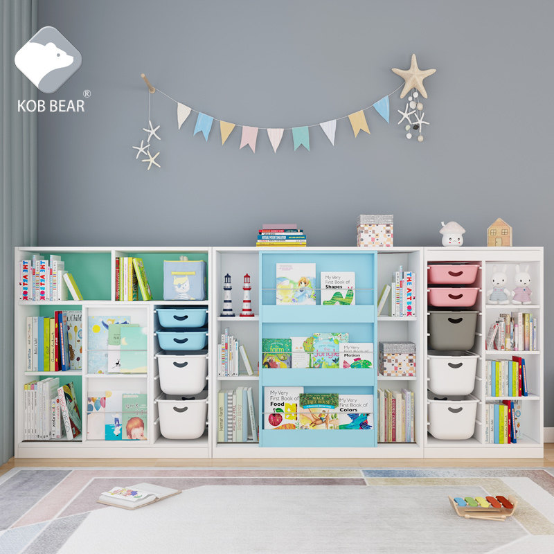 Kobbear Korean style solid wood children's bookshelf toy rack baby bookcase picture book rack multi-layer storage locker