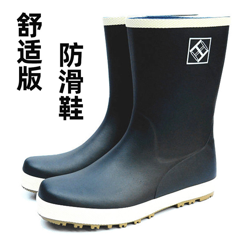 Giày đi mưa mùa thu đông cho nam, giày câu cá nhẹ đến giữa bắp chân, thời trang, ấm áp và không thấm nước, ủng đi mưa cao su, giày nước đế bằng nhung mùa thu đông ủng thợ hàn