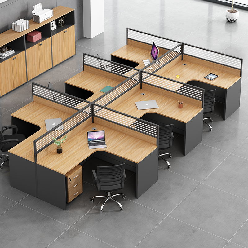 Desk is simple modern staff screen job partition card L four - person office chair combination