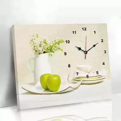 Clock lobby European living room calendar creative clock wall decoration painting wall clock frameless drawing rectangular electric box painting