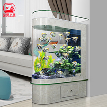 Bullet fish tank aquarium large glass partition screen in living room water-free small ecological goldfish tank