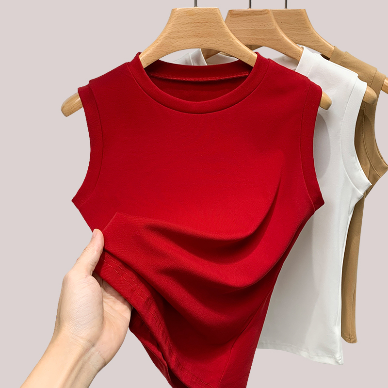 Hong Kong Style Red Vest for Women, Fashionable and Stylish, Suitable for Summer, Can Be Worn Outside, Sleeveless Top, Women's Clothing, 2026 New Model