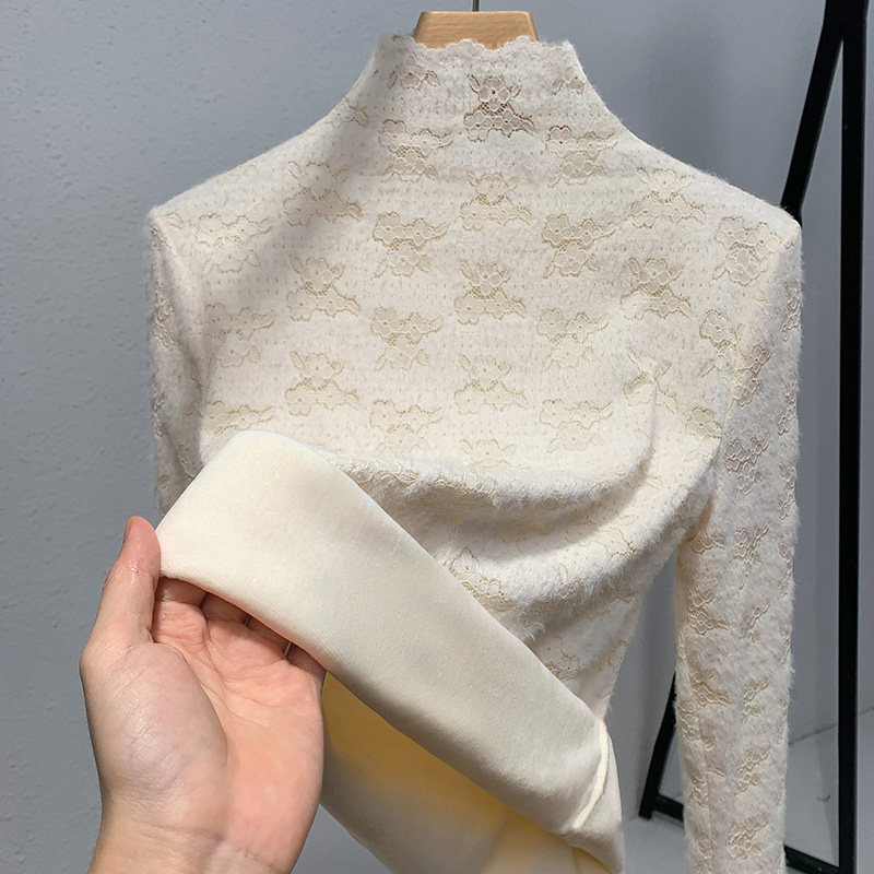 French-style lace base layer top for women slim fit A45 main image 0