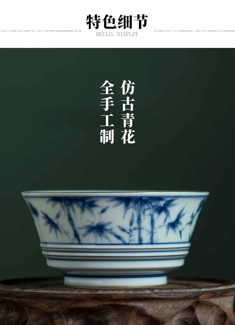 Twenty - four ware jingdezhen hand - made ceramic kung fu masters cup of blue and white porcelain cup a cup of pure checking tea light