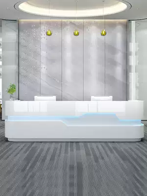 Front desk reception desk white painted paint front desk company curved bar beauty salon cashier counter early kindergarten front desk