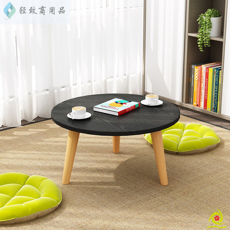 Nordic Tatami bay window net red small coffee table Simple balcony low table Carpet round edge a few solid wood Kang table