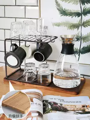 Wrought iron cup holder drain household water Cup hanger double coffee cup cup holder cup holder tray tray holder