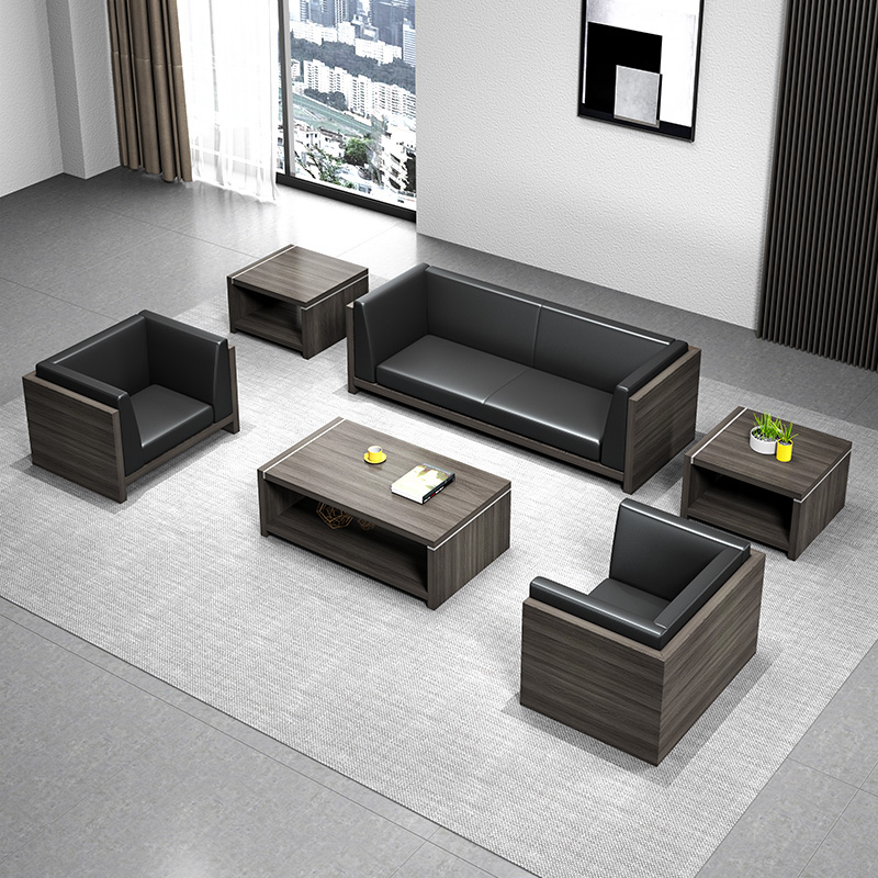 Office sofa simple modern small three-person business reception sofa office Xipi sofa coffee table combination