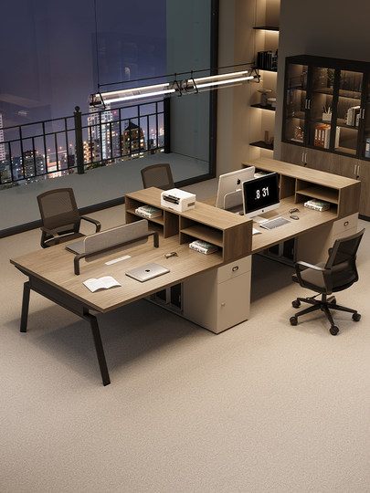 Kombination aus Schreibtisch und Stuhl für das Personalbüro, einfacher, moderner Bürotisch, Personalstation für sechs Personen, Tischmöbel für das Finanzpersonal