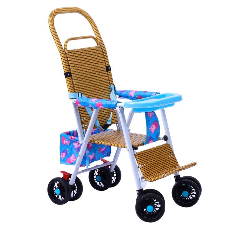 Baby Stroller Summer Bamboo Rattan choreograpes for seven months Baby trolley Anti-side turn Summer Divine Instrumental