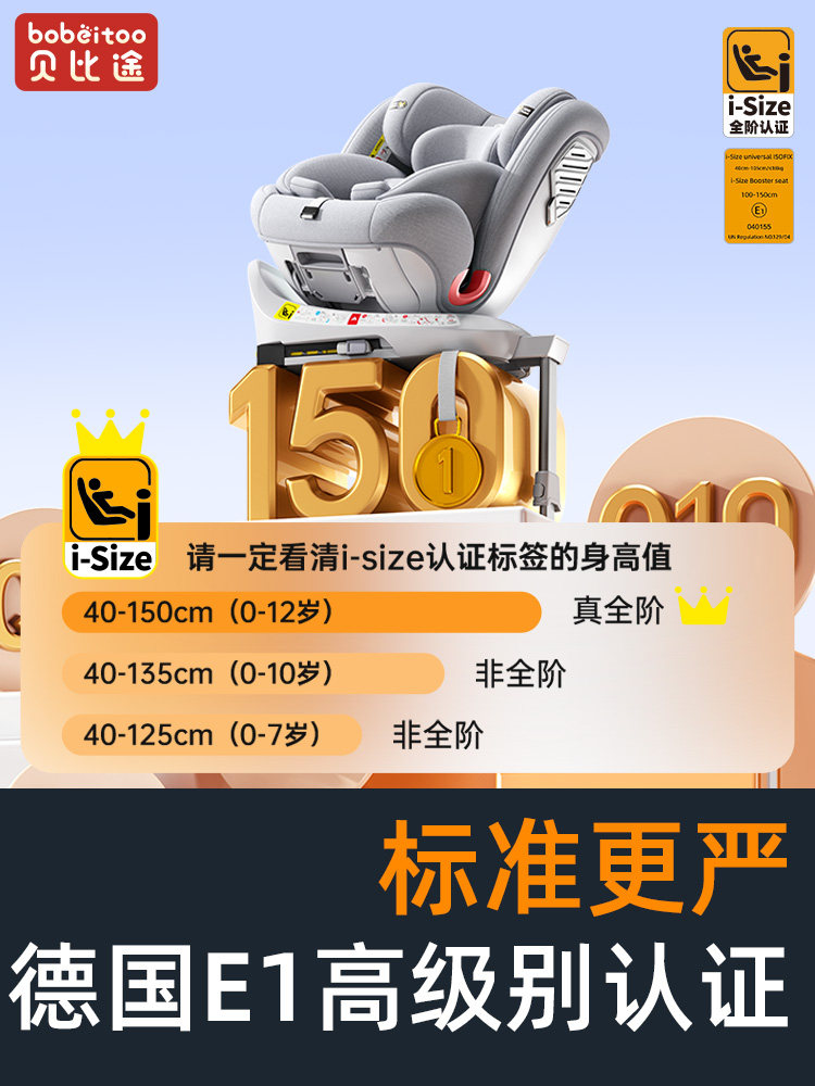 Beibitu Beiyue Kids Safety Seat for Cars, Suitable for Infants and Babies Aged 0-12 Years, 360-Degree Rotating Car Seat