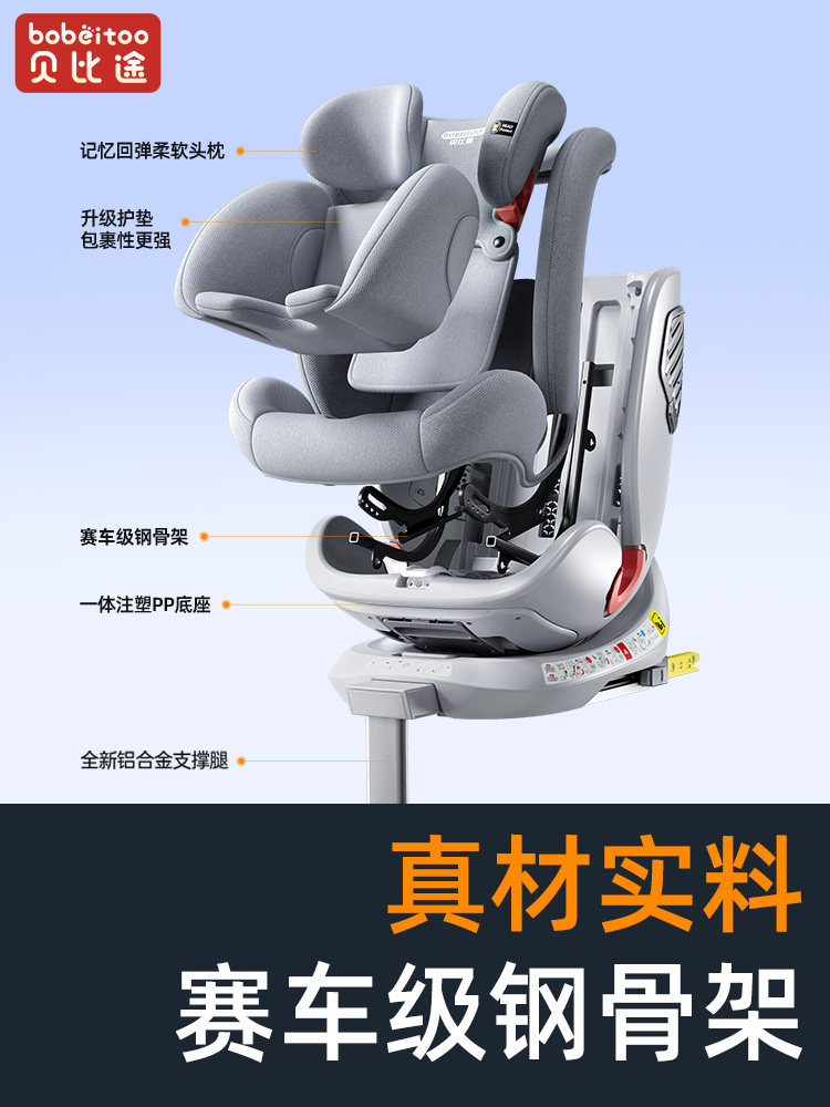 Beibitu Beiyue Kids Safety Seat for Cars, Suitable for Infants and Babies Aged 0-12 Years, 360-Degree Rotating Car Seat