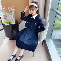 Girls College Style Dress Set Autumn Dress 2021 New Children JK Suit Jacket Female Primary School Three Piece Set