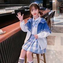 Girl coat spring and autumn 2021 new children Net red jk uniform autumn girl foreign style Joker hooded jacket