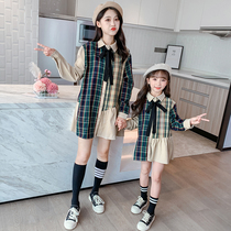 Parent-child plaid shirt dress spring new net red girl foreign style small fresh mother-daughter Korean version of the color dress