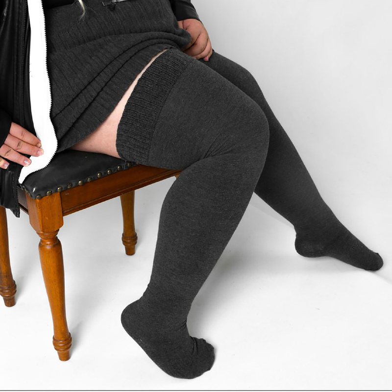 XXL Extra Large Size Plus-Size Over-The-Knee Long Socks, Non-Slip Cotton Socks for Women with Thick Legs, Exclusive for Warmth, High Elasticity, Non-Constricting