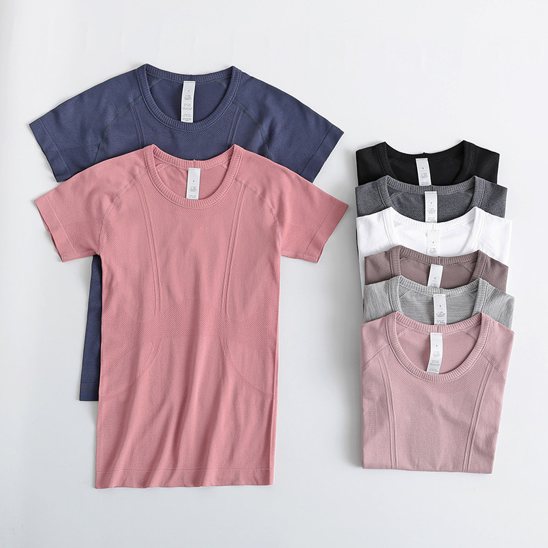 lulu original yoga suit women's tight pilates top fitness short sleeve sports T-shirt Quick-drying breathable summer thin