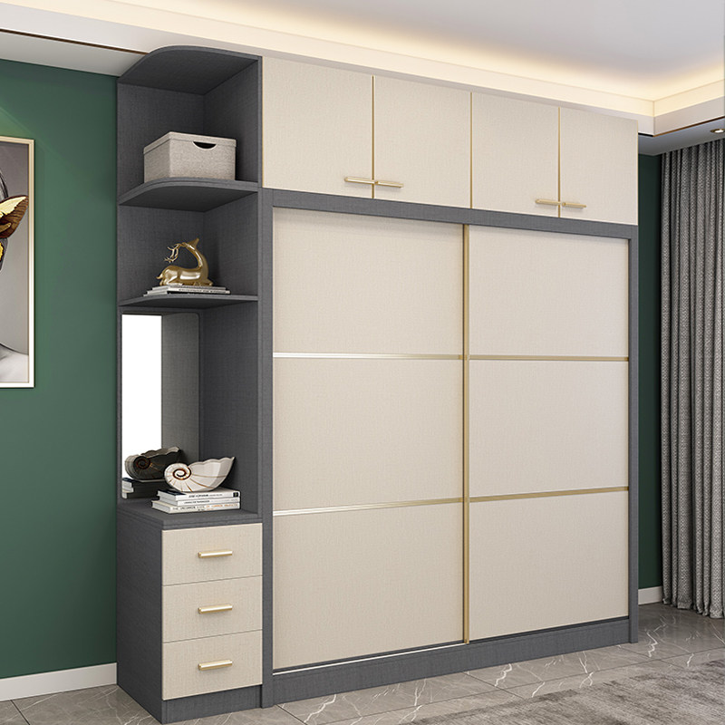 Nordic Ramen Wardrobe Modern Minima Light Lavish Wardrobe Simple Closet Economy Type Bedroom Plate Door Big Closet