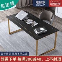 Nordic black bedroom light luxury Rock board computer desk Italian marble surface countertop minimalist modern home office