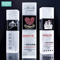  Laser engraving crystal trophy custom creative honor excellent staff high-end glass medal custom lettering production