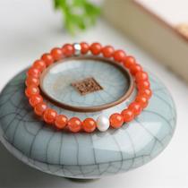 Zodiac Year Natural South Red Bracelet Single Circle with Pearl 925 Silver Separator Beads Accessories Fashionable and Simple for Boys and Girls