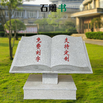 Stone Sculpture Book Volume Sculpture School Garden Cultural Knowledge Book Marble Lettering Graduation Gift Park Lawn Decoration