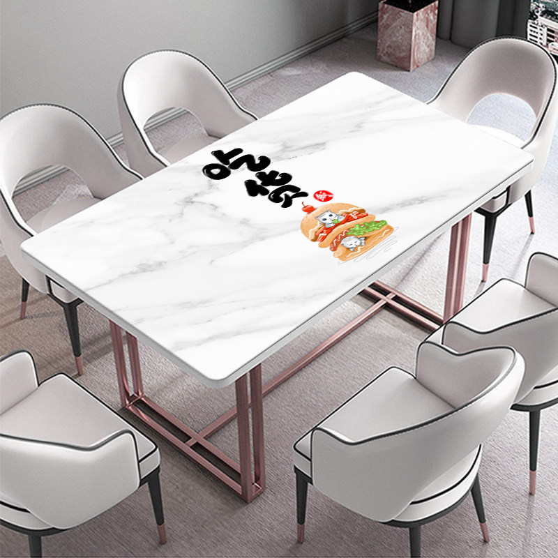 Table cushion imitation marble waterproof and anti-scalding, approb. PVC plastic free of washing printed upscale tea table cloth