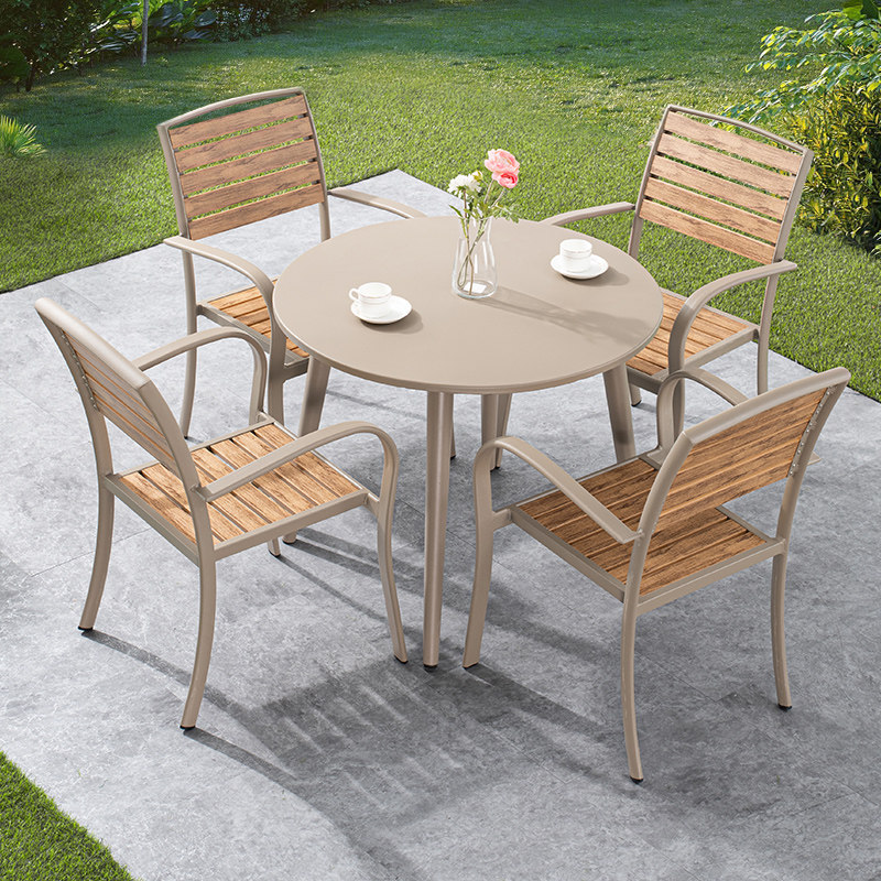 Balcony outdoor table and chairs garden furniture outdoor open-air garden leisure antiseptic plastic wood tea table seat three-piece set