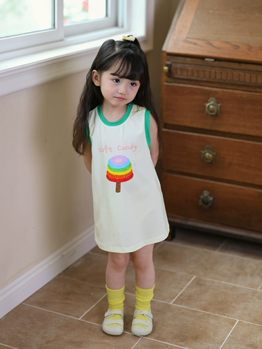 Детское летнее платье без рукавов, юбка, футболка без рукавов для отдыха