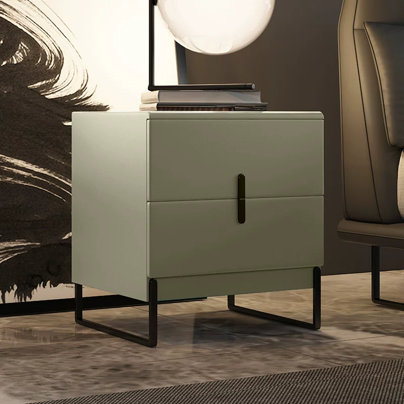 Прикроватная тумбочка Dovinci Nordic из натуральной кожи, простая современная спальня, миниатюрная маленькая роскошная массивная деревянная кожаная тумбочка