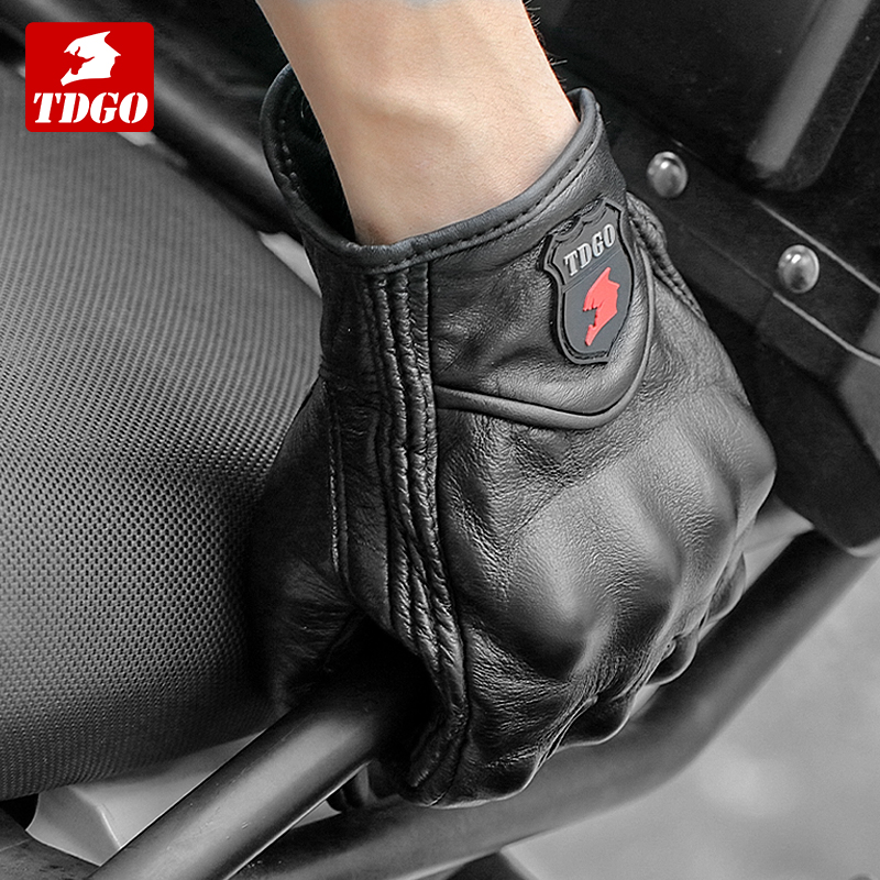 Sheepskin all-finger motorcycle riding gloves men's winter motorcycle four seasons windproof racing knight equipment leather anti-fall