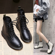 女士秋冬季单靴圆头马丁靴英伦短靴女鞋