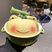 Bowl Korean ins style large bowl noodle bowl with cover microwave heating cute girls heart ceramic tableware soup bowl