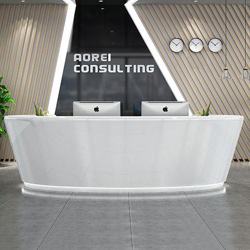 Cashier Counter Hotel Beauty Salon Kindergarten Bar Counter White Baking Paint Company Desk Arc Brief Reception Desk